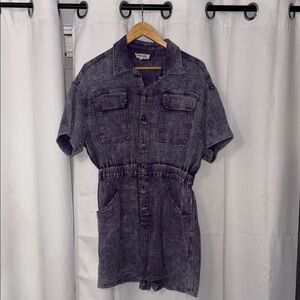 Peach Love California Purple Textured Button-Up Romper